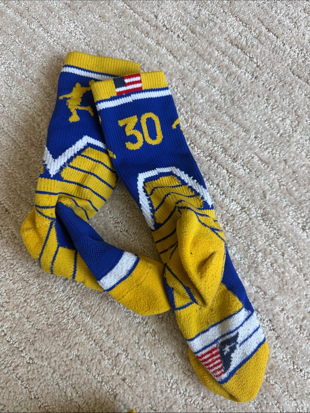 Blue and Yellow #30 Athletic Crew Socks